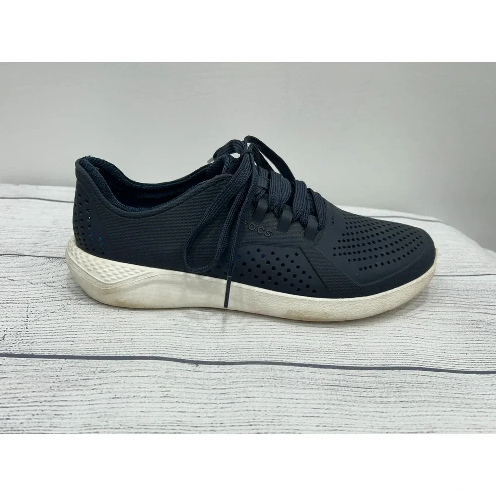 Crocs Lite Ride Pacer Mens Navy Breathable Lace Up‎ Sneakers Shoe Size 7